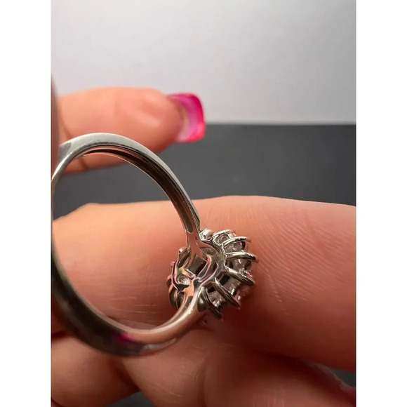 London blue topaz halo ring in platinum over sterling silver. ctw 1.40 size 5 - Picture 6 of 11